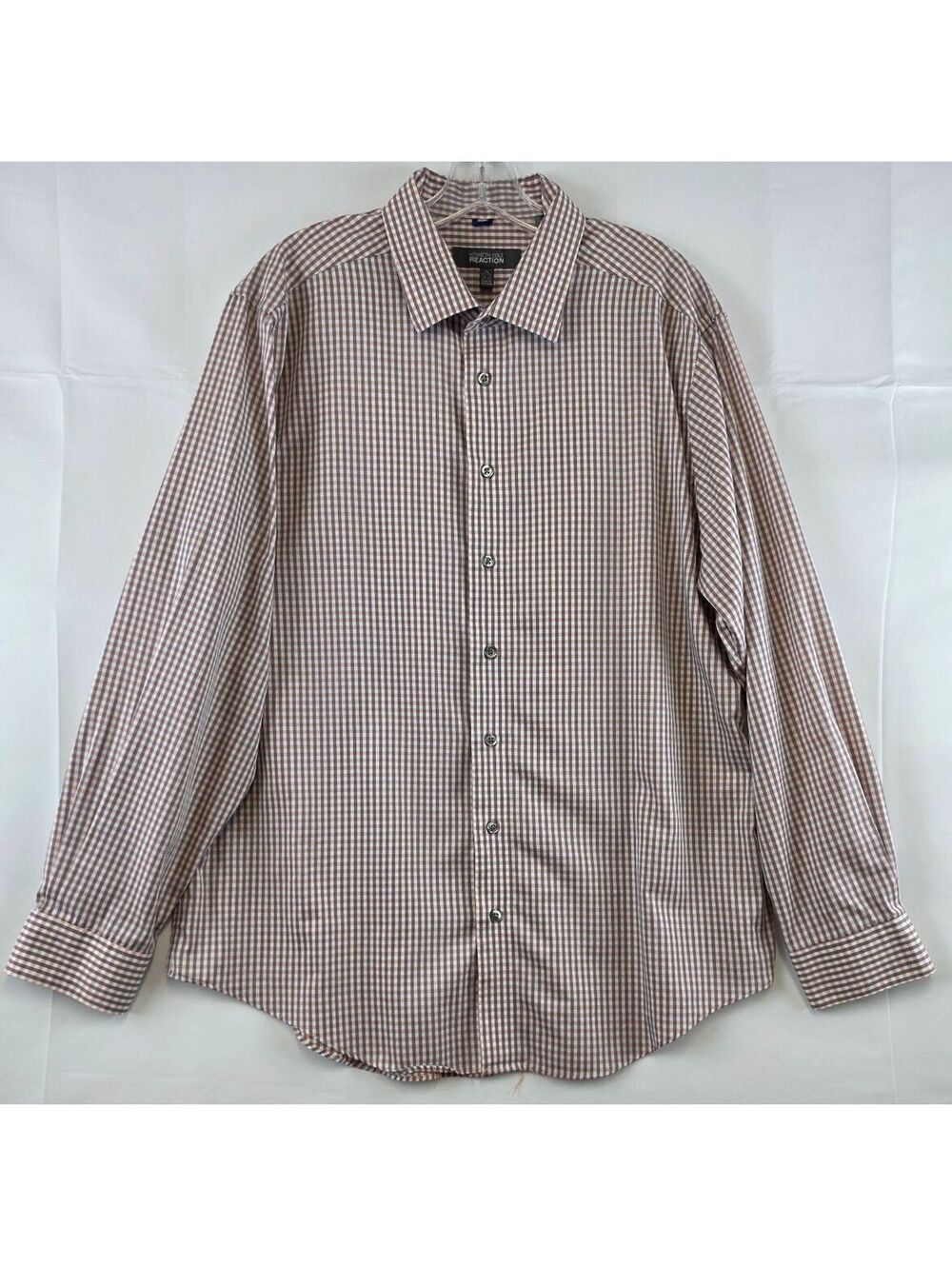 Kenneth Cole Reaction Men's Slim, Long Sleeve Button-Up Shirt XL 17 17.5 34-35